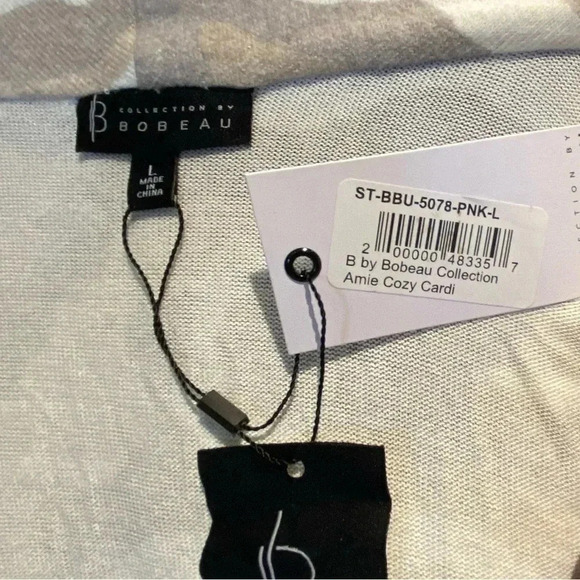 Collection by Bobeau “Amie” pink camouflage waterfall cardigan, size L, NWT - Picture 4 of 6